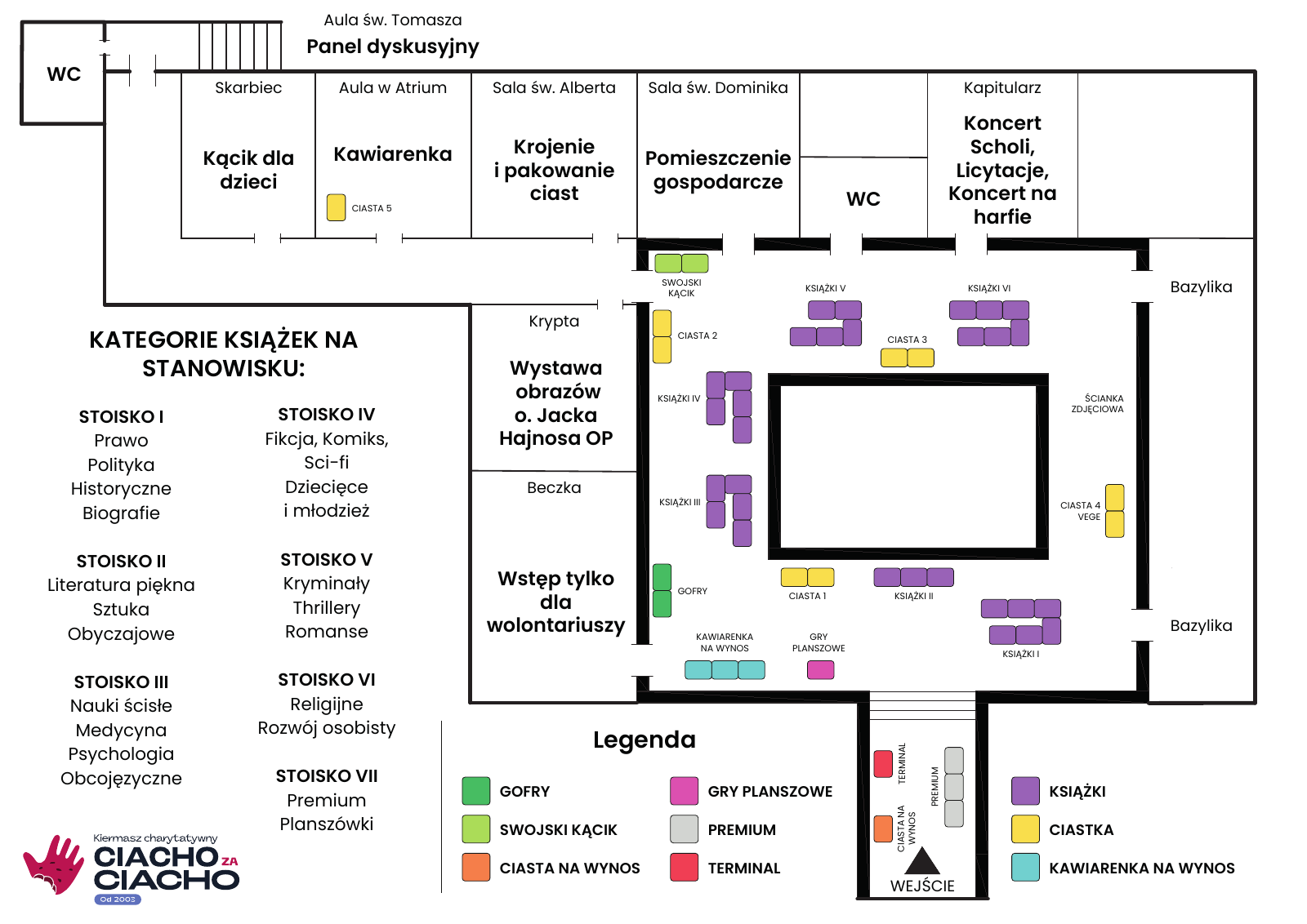 Archiwalny plan krużganków z poprzedniej edycji Ciacha. Rozmieszczenie na 2026 będzie inne.